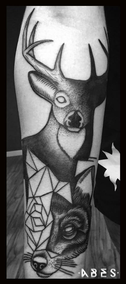 Tattoos - wolf and deer - 114962